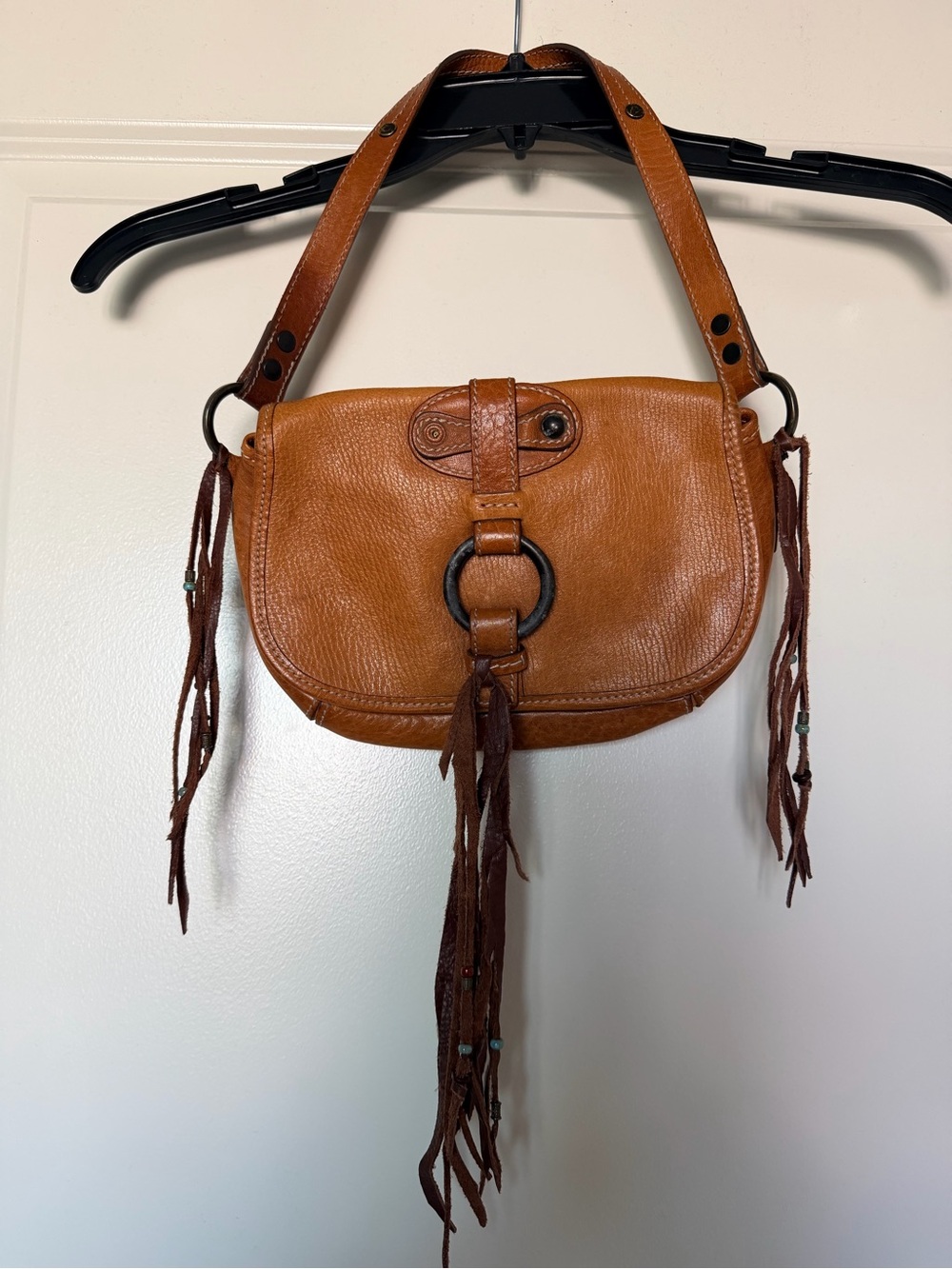 Banana Republic Vintage Tan Leather Boho Fringe Bag